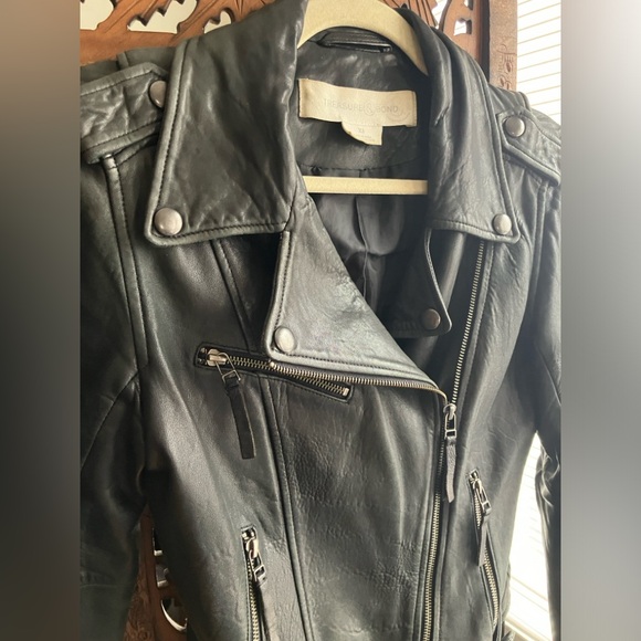 Leather moto biker jacket, black, Treasure & Bond - Picture 3 of 9